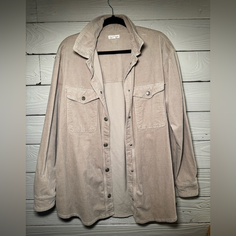 Good American Cream Corduroy Shirt